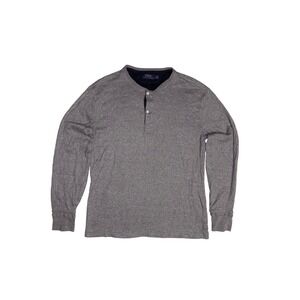 POLO RALPH LAUREN Henley Shirt Mens Large Grey Long Sleeve Cotton Pullover‎